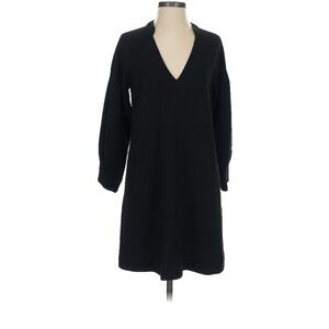 Brochu Walker Black V Neck Pleated Shoulder Shift Dress XS Minimalist Chic